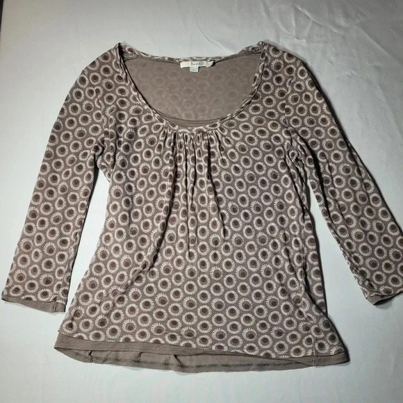 Boden Tops - *Boden Café Brown Double Layer 3/4 Sleeve Scoop top sz 8